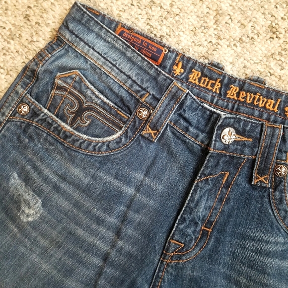 Rock Revival Mens Helmut 2 Blue Distressed Denim Jeans Buckle Exclusive - Picture 1 of 15